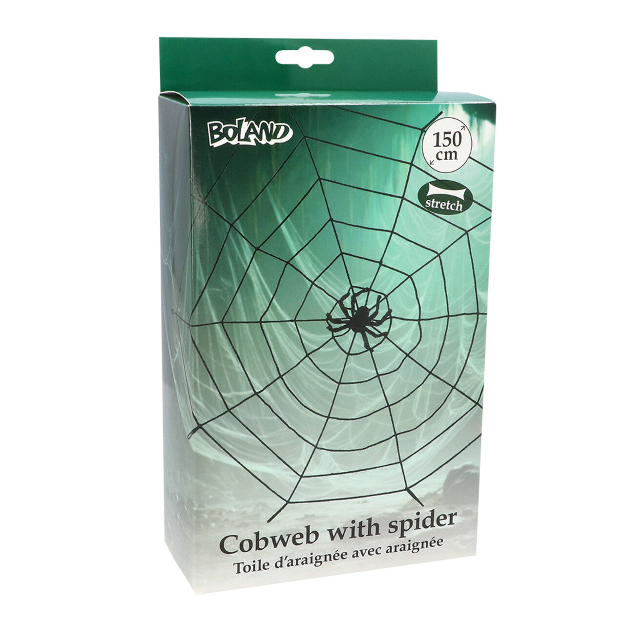 Op deze afbeelding zie je een Decoratie, van het merk Boland. Spinnenweb Elastisch 150 Cm Met Spin