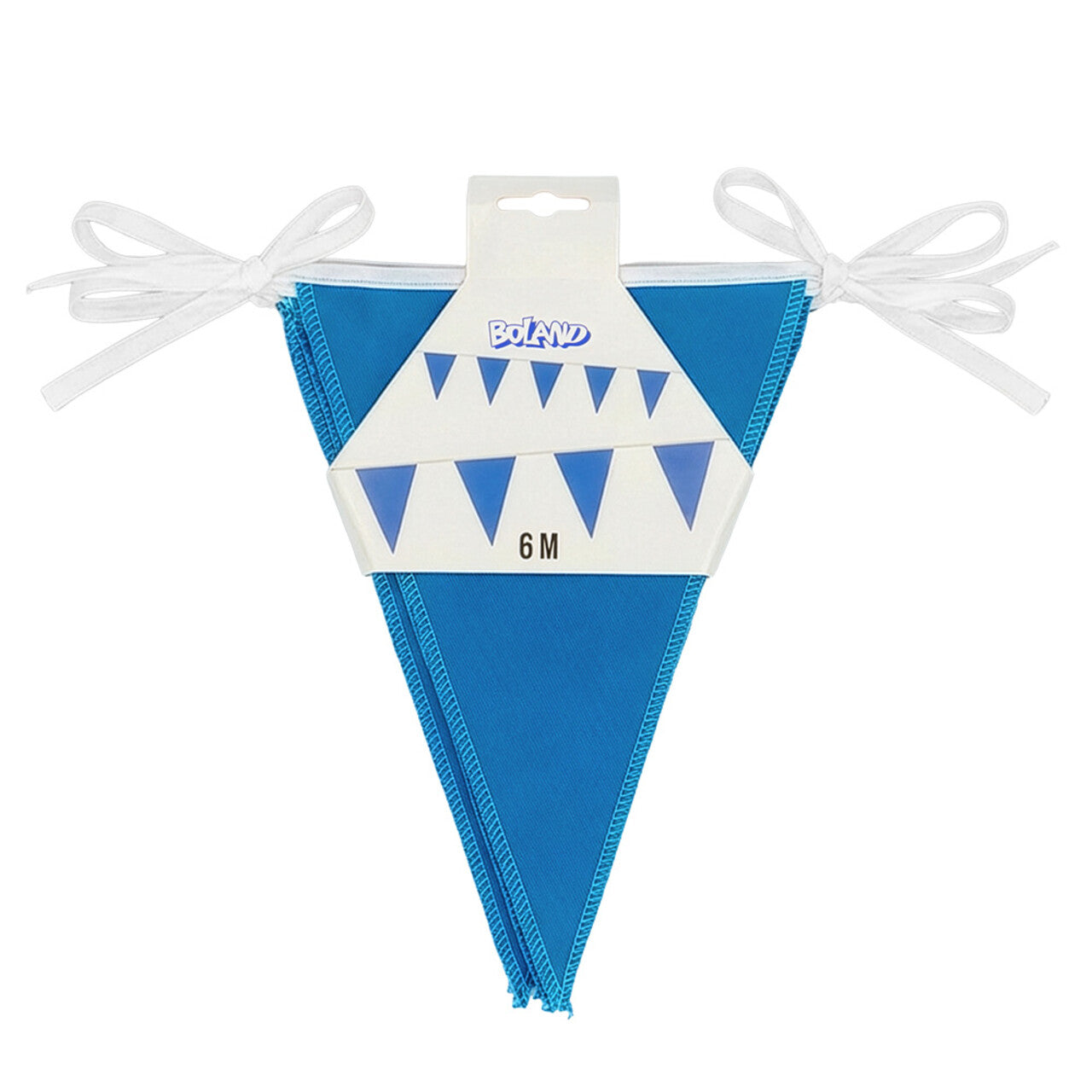 Op deze afbeelding zie je een Decoratie, van het merk Boland. Feestelijke Vlaggenlijn Donkerblauw 6 Meter