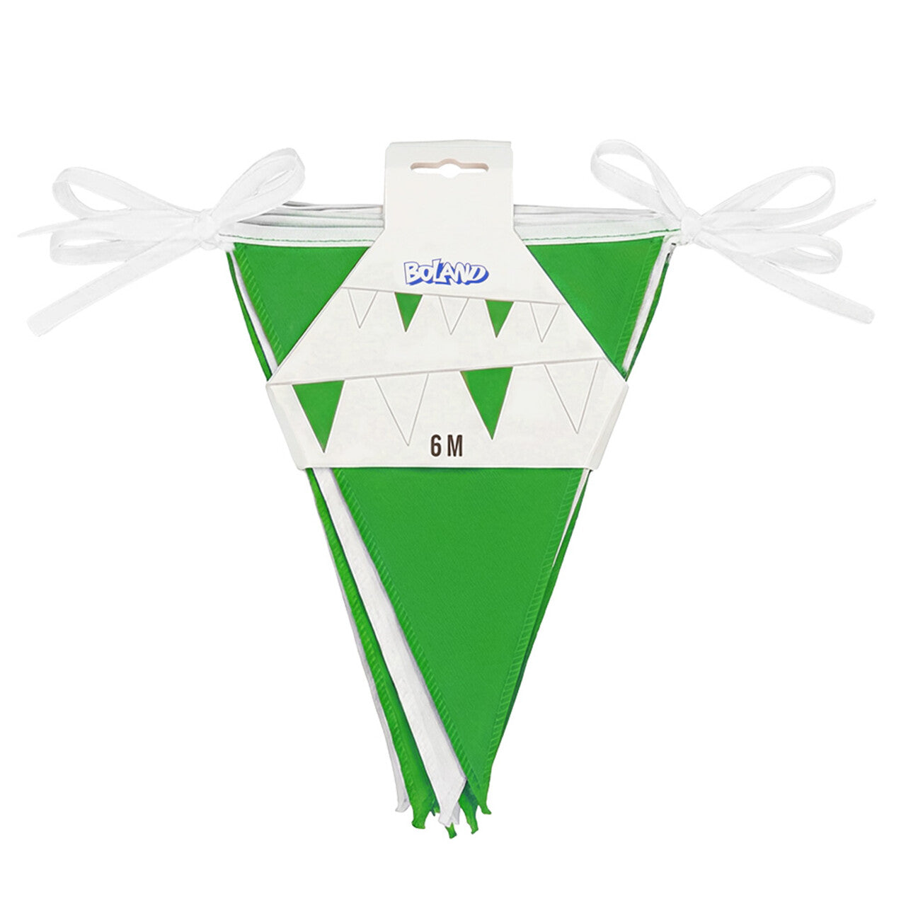 Op deze afbeelding zie je een Decoratie, van het merk Boland. Feest Vlaggenlijn Groen Wit