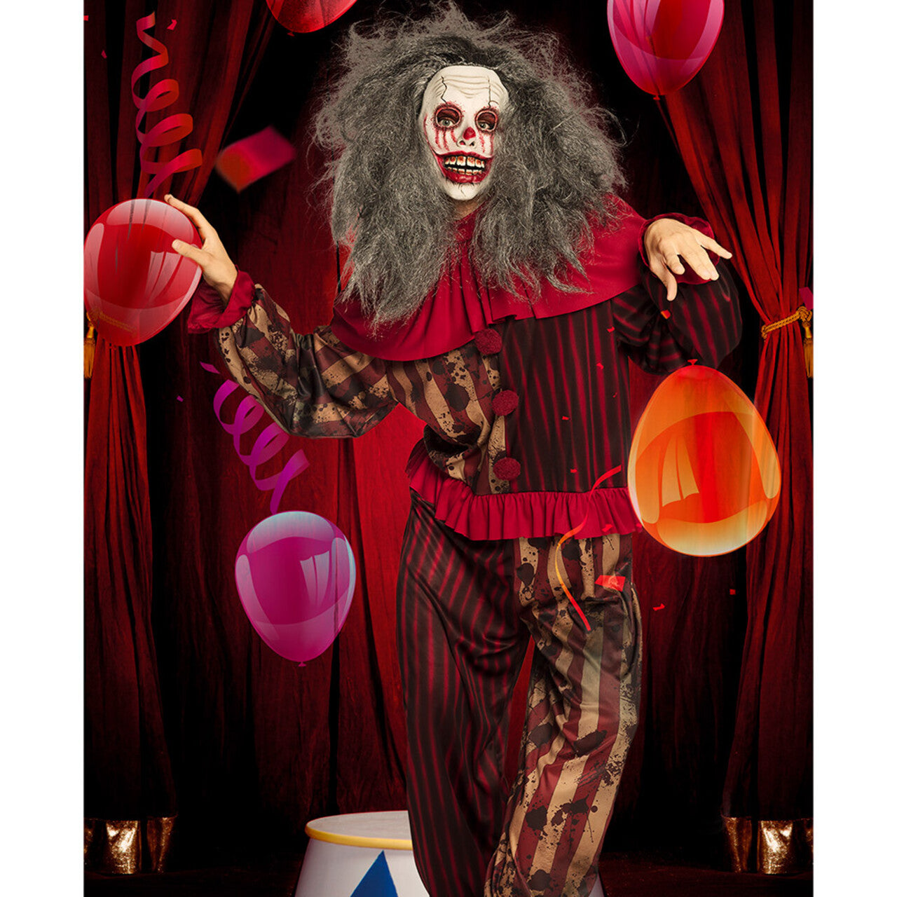 Op deze afbeelding zie je een Kostuums, van het merk Boland. Midnight Horror Clown Man Kostuum