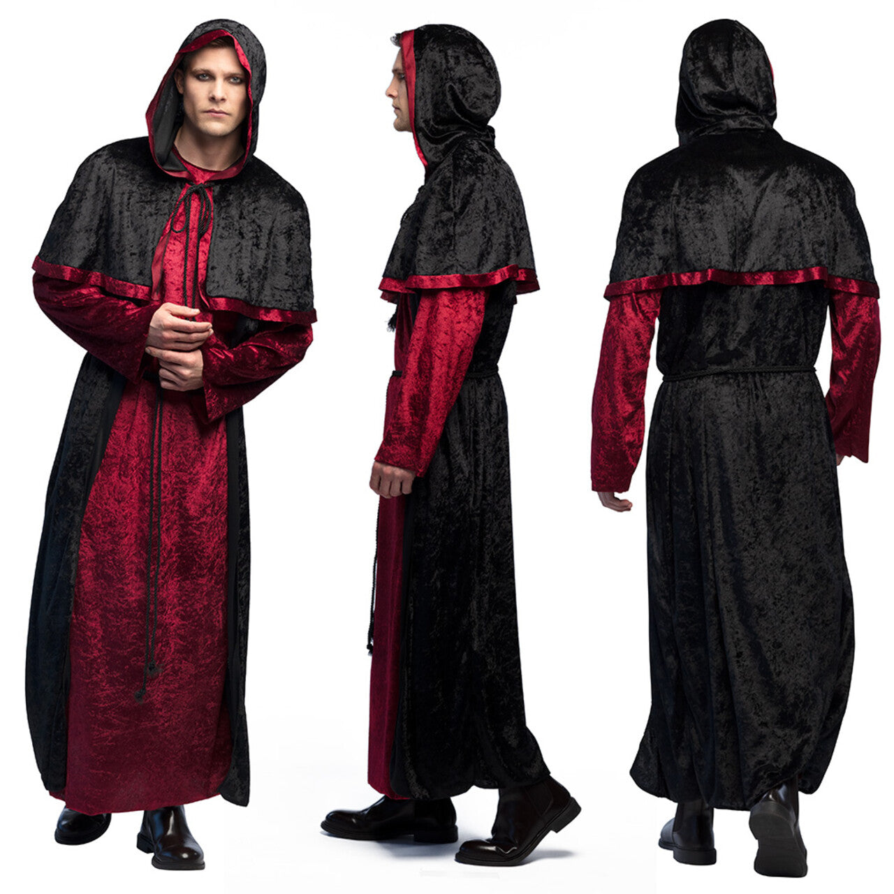 Op deze afbeelding zie je een Kostuums, van het merk Boland. Zwarte Magie Necromancer Kostuum