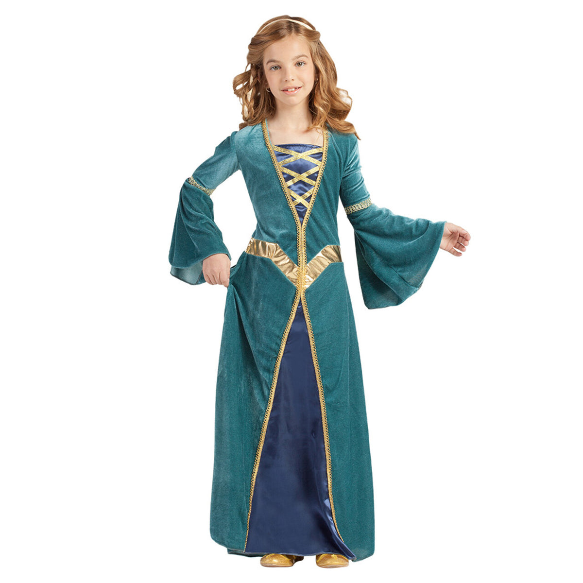 Krause & Sohn Mittelalter-Kleid – Grün Mit Goldornamenten, Hofdame, Adlige – Größe 36/38 (auch 36–46 Erhältlich) – Aus 100% Polyester – Für Fasching, Karneval & Theater