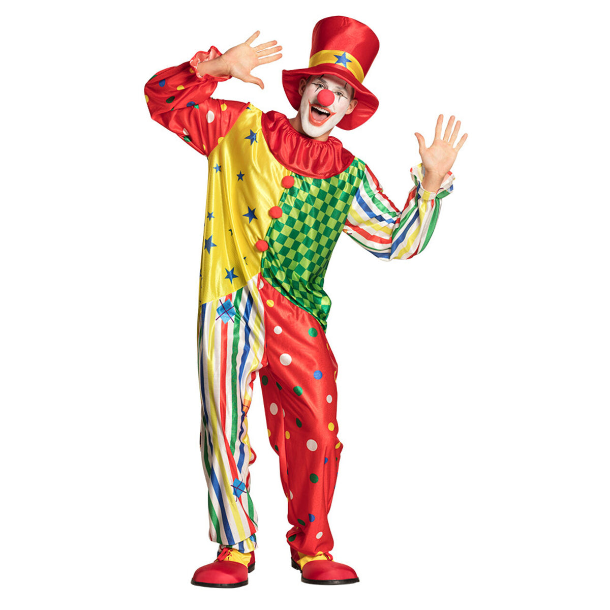 Op deze afbeelding zie je een Kostuums, van het merk Boland. Clown Giggle-A-Lot Man Kostuum