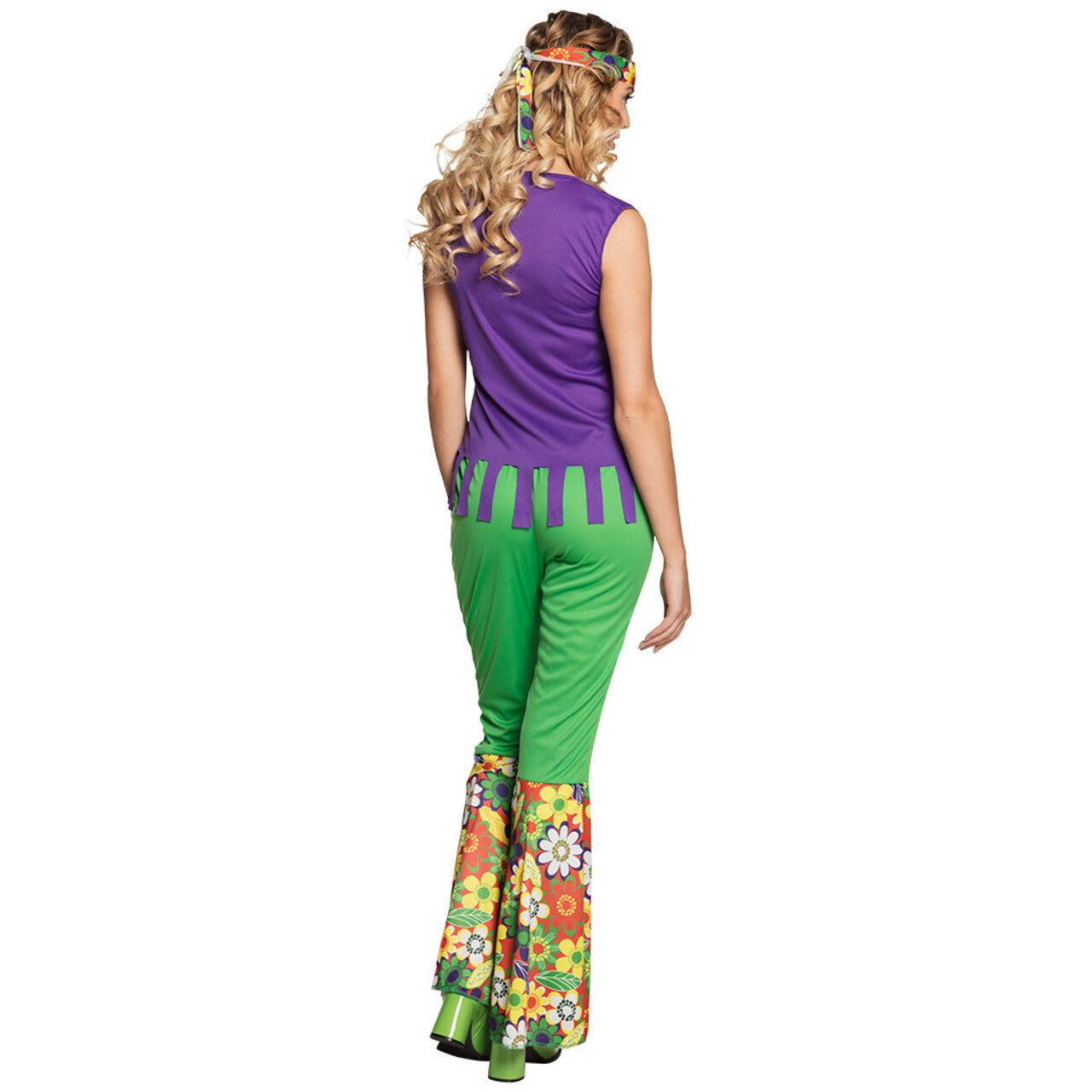 Op deze afbeelding zie je een Kostuums, van het merk Boland. Hippie Flower Power Flo Vrouw Kostuum