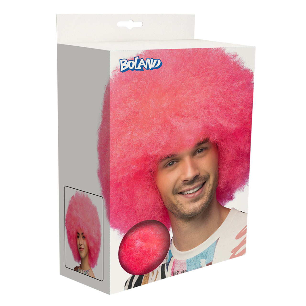 Op deze afbeelding zie je een Accessoires, van het merk Boland. Candy! Neon Roze Pruik (Uv Blacklight)