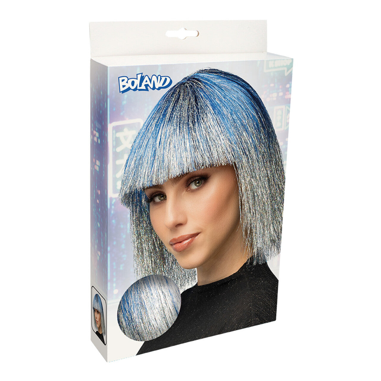 Op deze afbeelding zie je een Accessoires, van het merk Boland. Pruik Intergalactic Blauw / Zilver