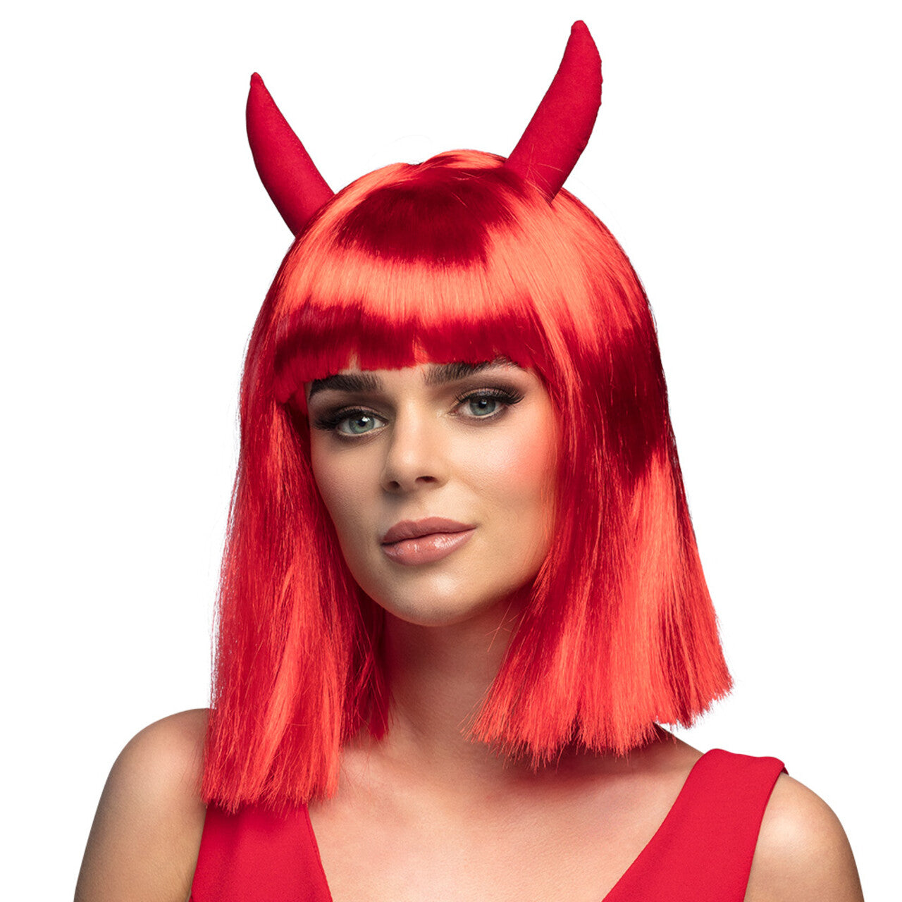 Op deze afbeelding zie je een Accessoires, van het merk Boland. Pruik Spicy Devil Rood