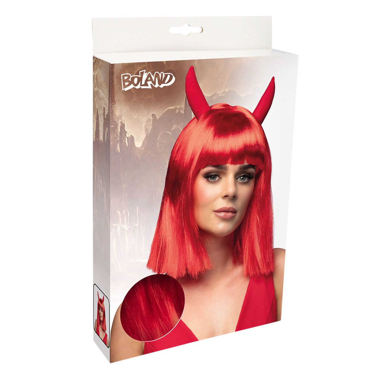 Op deze afbeelding zie je een Accessoires, van het merk Boland. Pruik Spicy Devil Rood
