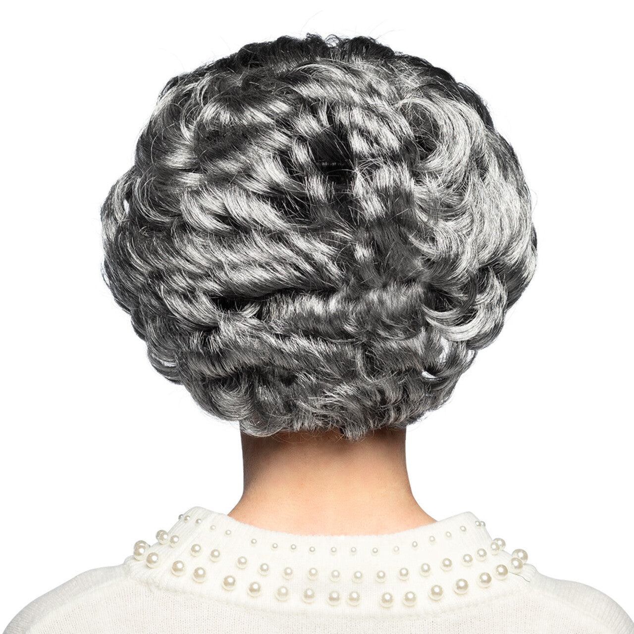 Op deze afbeelding zie je een Accessoires, van het merk Boland. Pruik Elizabeth Granny Grey