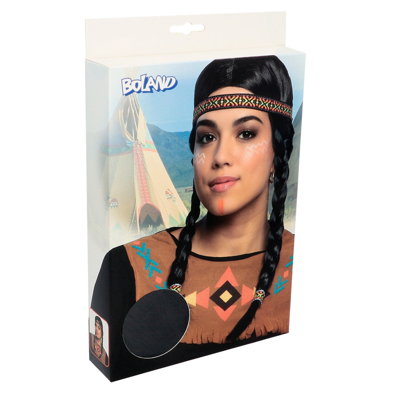 Op deze afbeelding zie je een Accessoires, van het merk Boland. Pruik Met Vlechten Kewanee Met Haarband