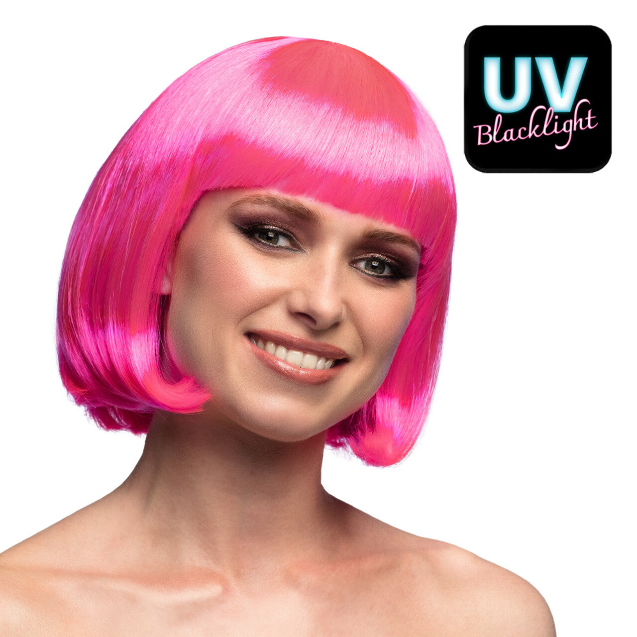 Op deze afbeelding zie je een Accessoires, van het merk Boland. Pruik Club Party Neon Roze