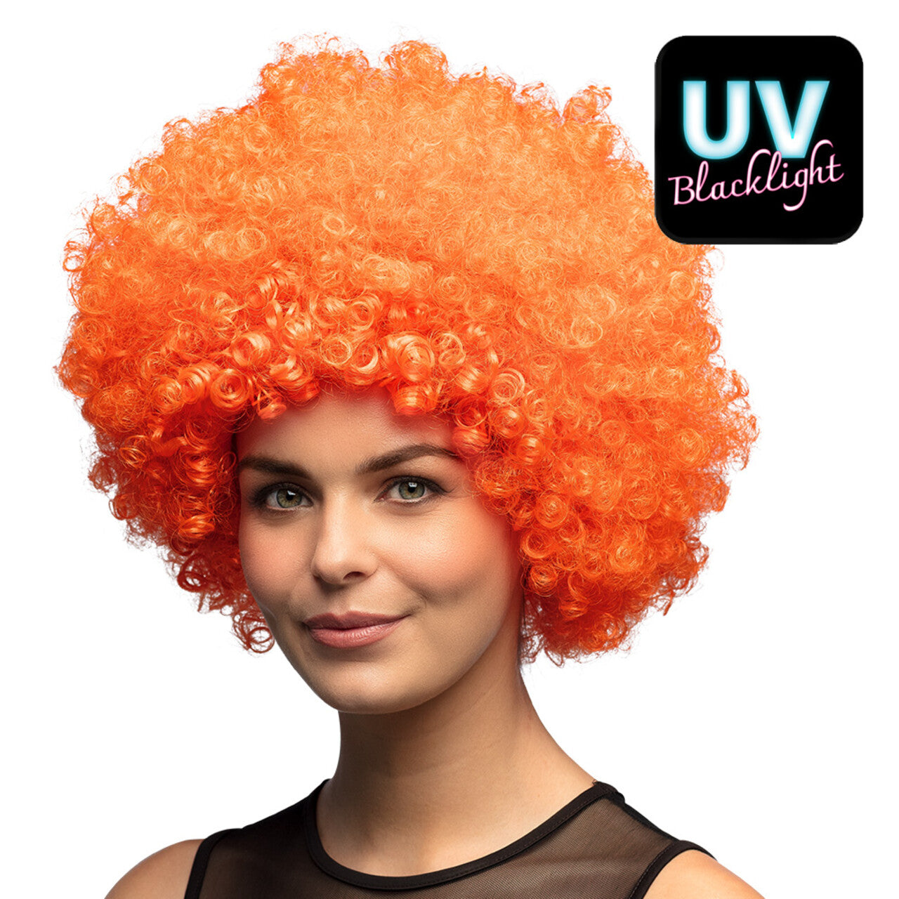 Op deze afbeelding zie je een Accessoires, van het merk Boland. Krullen Pruik Groove Oranje Uv