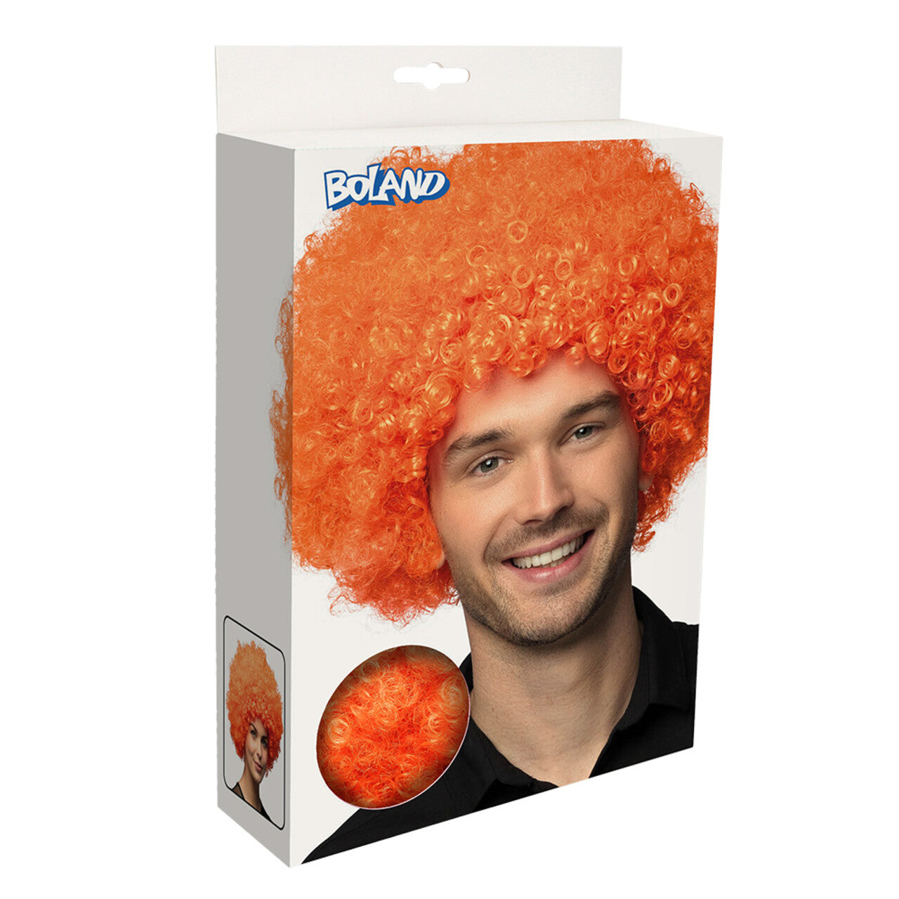 Op deze afbeelding zie je een Accessoires, van het merk Boland. Krullen Pruik Groove Oranje Uv