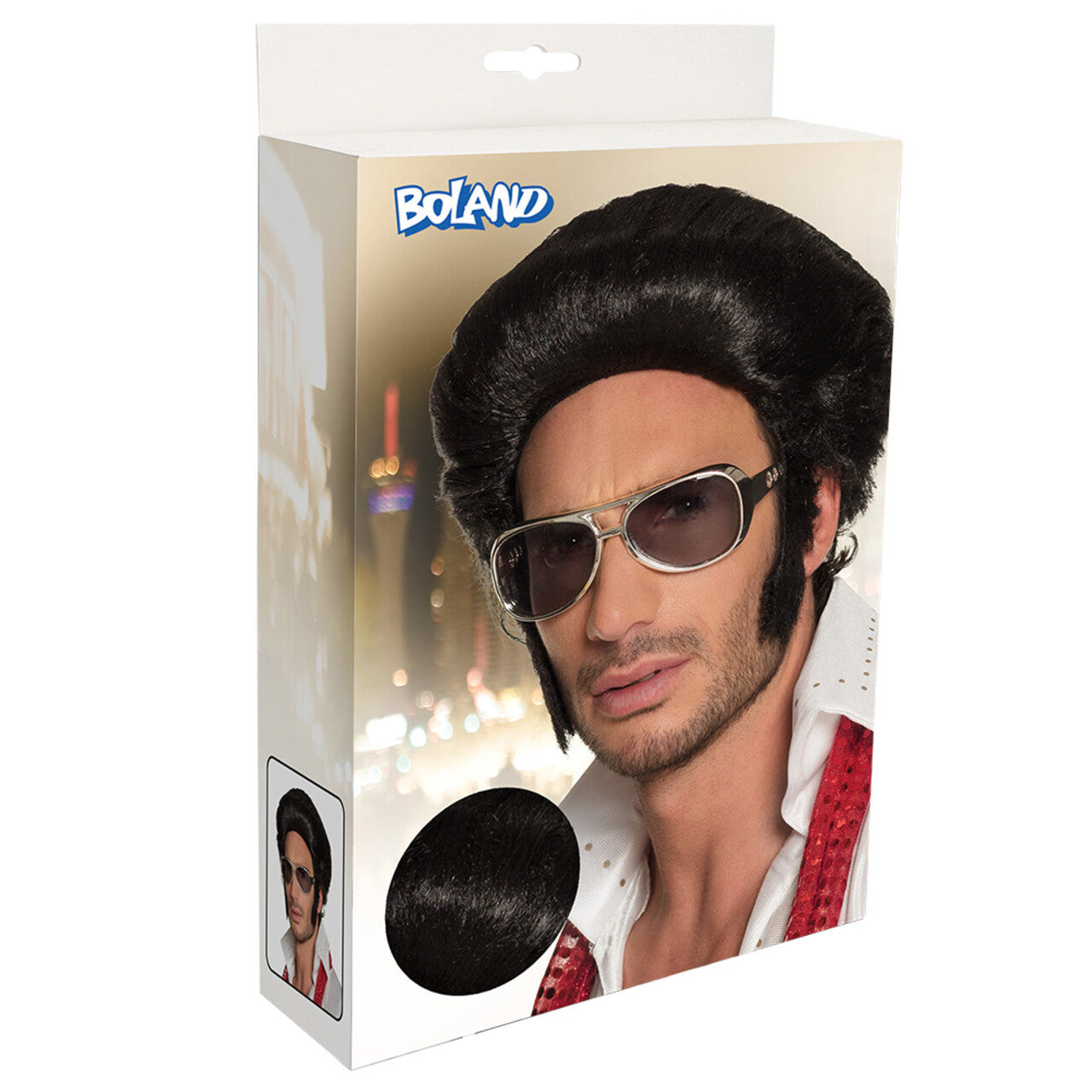 Op deze afbeelding zie je een Accessoires, van het merk Boland. Pruik Rock N Roll Elvis