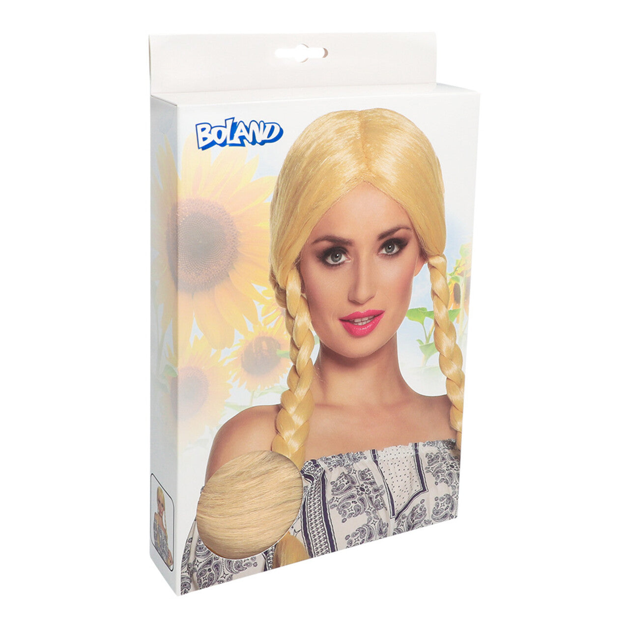 Op deze afbeelding zie je een Accessoires, van het merk Boland. Pruik Met Vlechten Natascha Blondbier