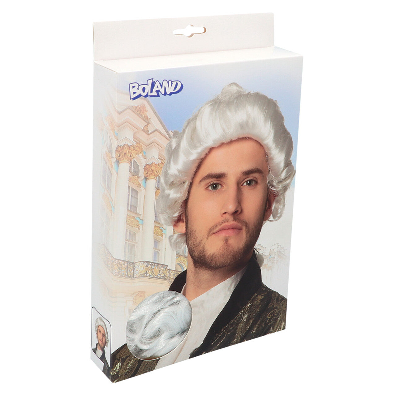 Op deze afbeelding zie je een Accessoires, van het merk Boland. Pruik Barry Barok Wit