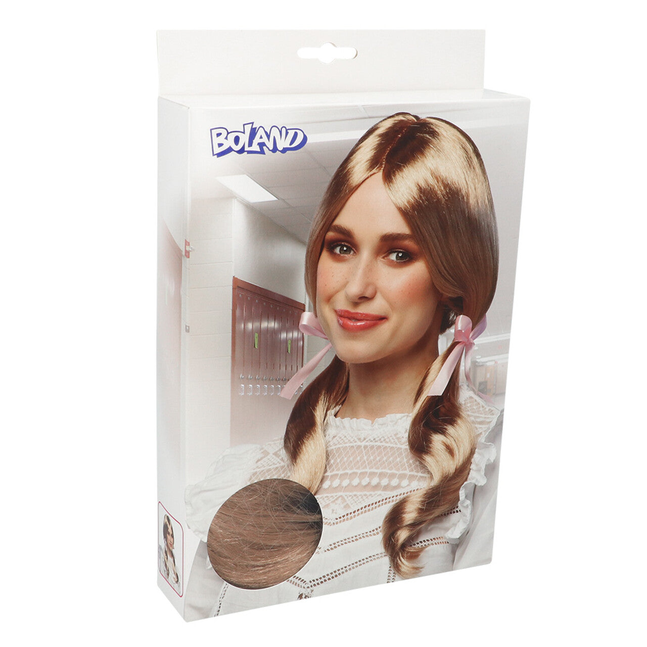 Op deze afbeelding zie je een Accessoires, van het merk Boland. Pruik Schoolmeisje Pretty Charlotte