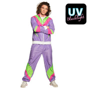 Op deze afbeelding zie je een Kostuums, van het merk Boland. Trainingspak Retro Dude Paars Man Kostuum