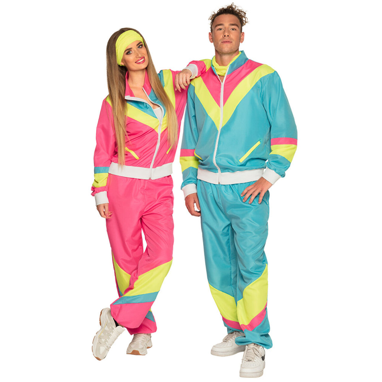 Op deze afbeelding zie je een Kostuums, van het merk Boland. Trainingspak Retro Babe Neonroze Vrouw Kostuum