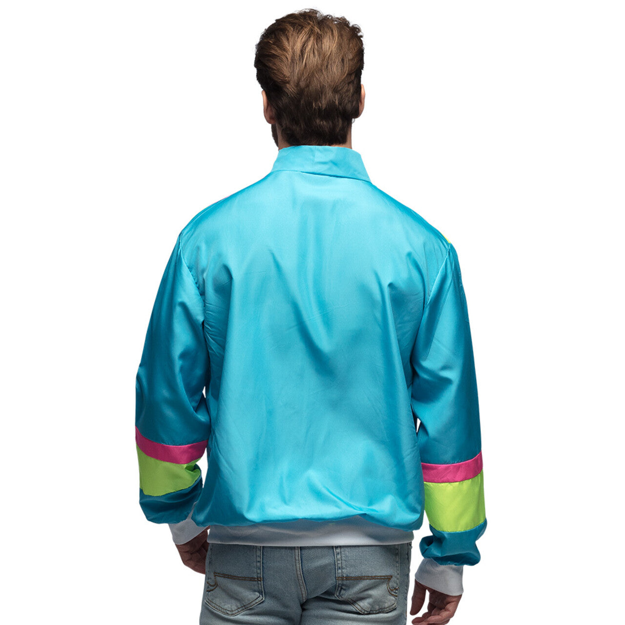 Op deze afbeelding zie je een Kostuums, van het merk Boland. Trainingsjasje Retro Dude Neonblauw Man