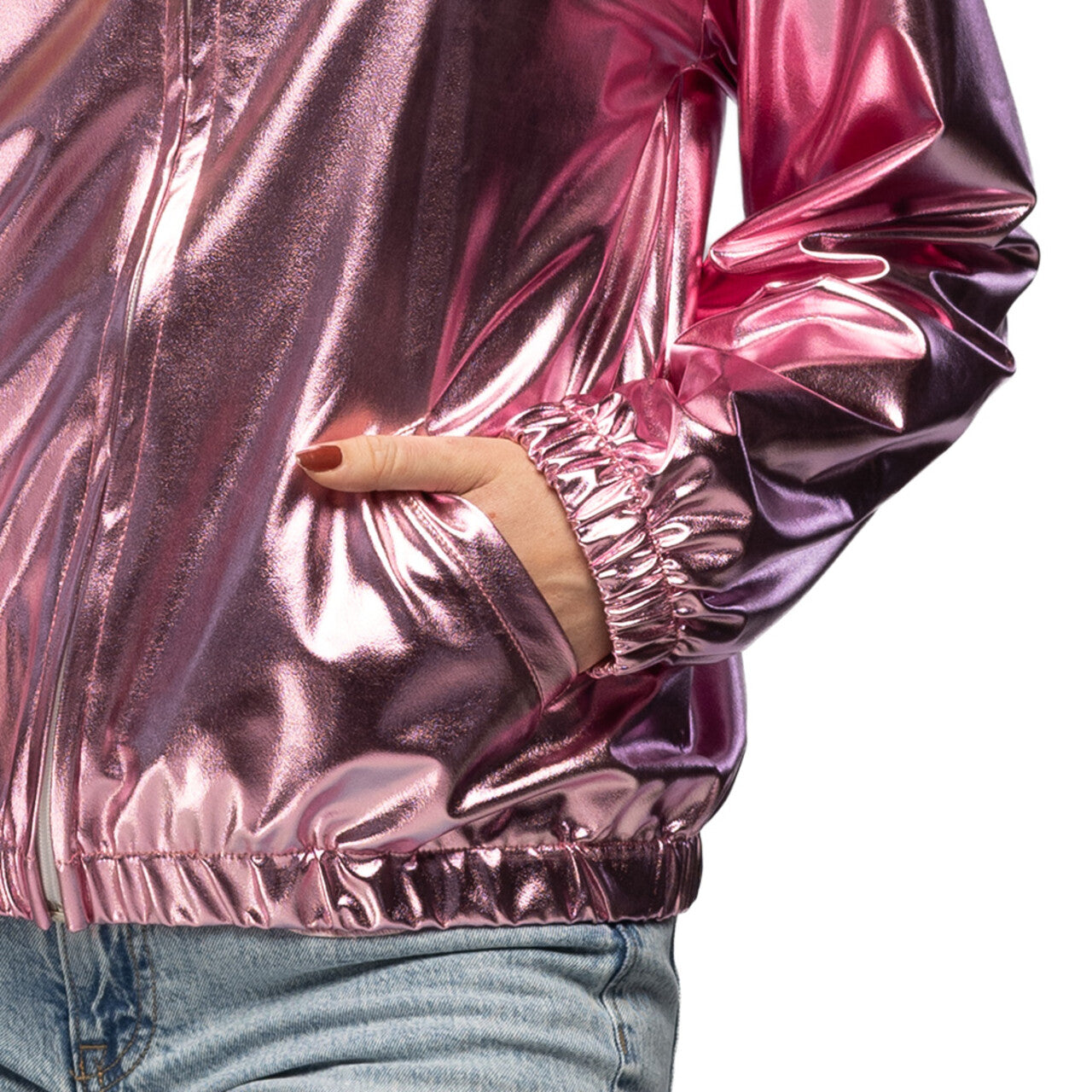 Op deze afbeelding zie je een Kostuums, van het merk Boland. Streetwise Jasje Metallic Roze Vrouw
