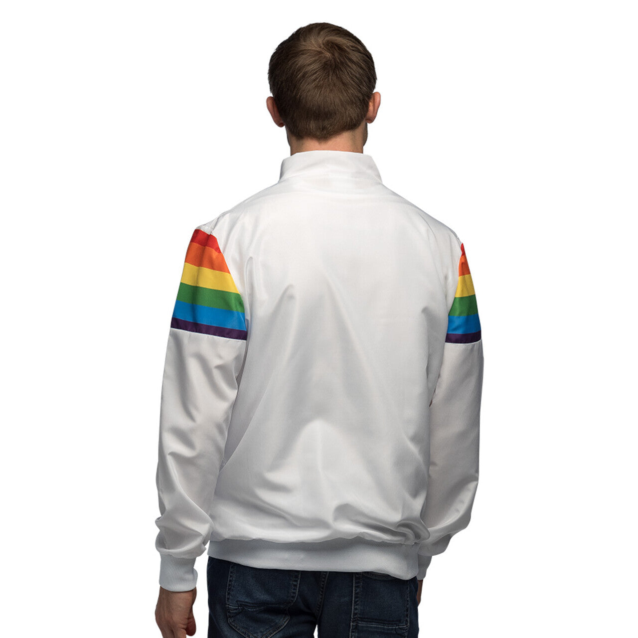 Op deze afbeelding zie je een Kostuums, van het merk Boland. Trainingsjasje Retro Vintage Rainbow Man
