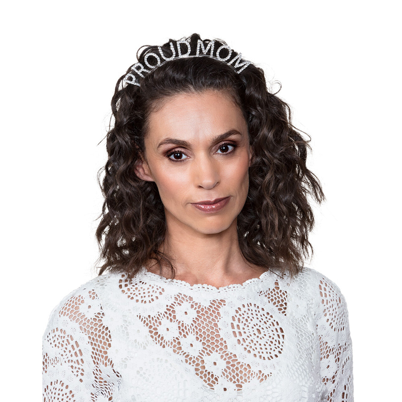 Op deze afbeelding zie je een Accessoires, van het merk Boland. Metalen Zilveren Bling Bling Diadeem Proud Mom