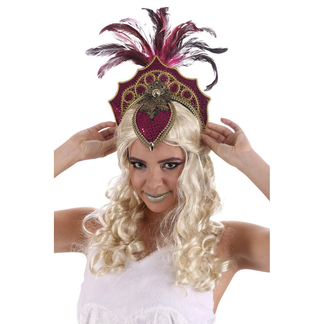Op deze afbeelding zie je een Accessoires, van het merk Chaks. Hoofdband Zomercarnaval Fuchsia Met Veren