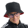 Zweifarbiger Wendehut Rot / Schwarz Mit Brille