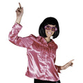 Disco Nacht Rosa Glänzende Rüschenbluse Damen