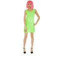 Neon Pailletten Disco Daisy Kleid Grün Damen
