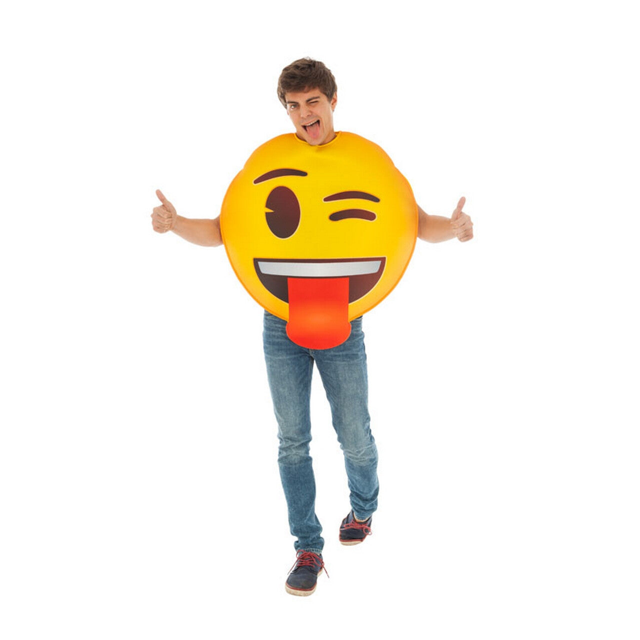 Op deze afbeelding zie je een Kostuums, van het merk Chaks. Wink Wink Emoji Kostuum