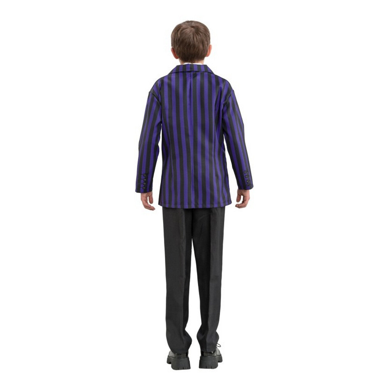 Op deze afbeelding zie je een Kostuums, van het merk Chaks. Nevermore School Uniform Zwart Paars Jongen Kostuum