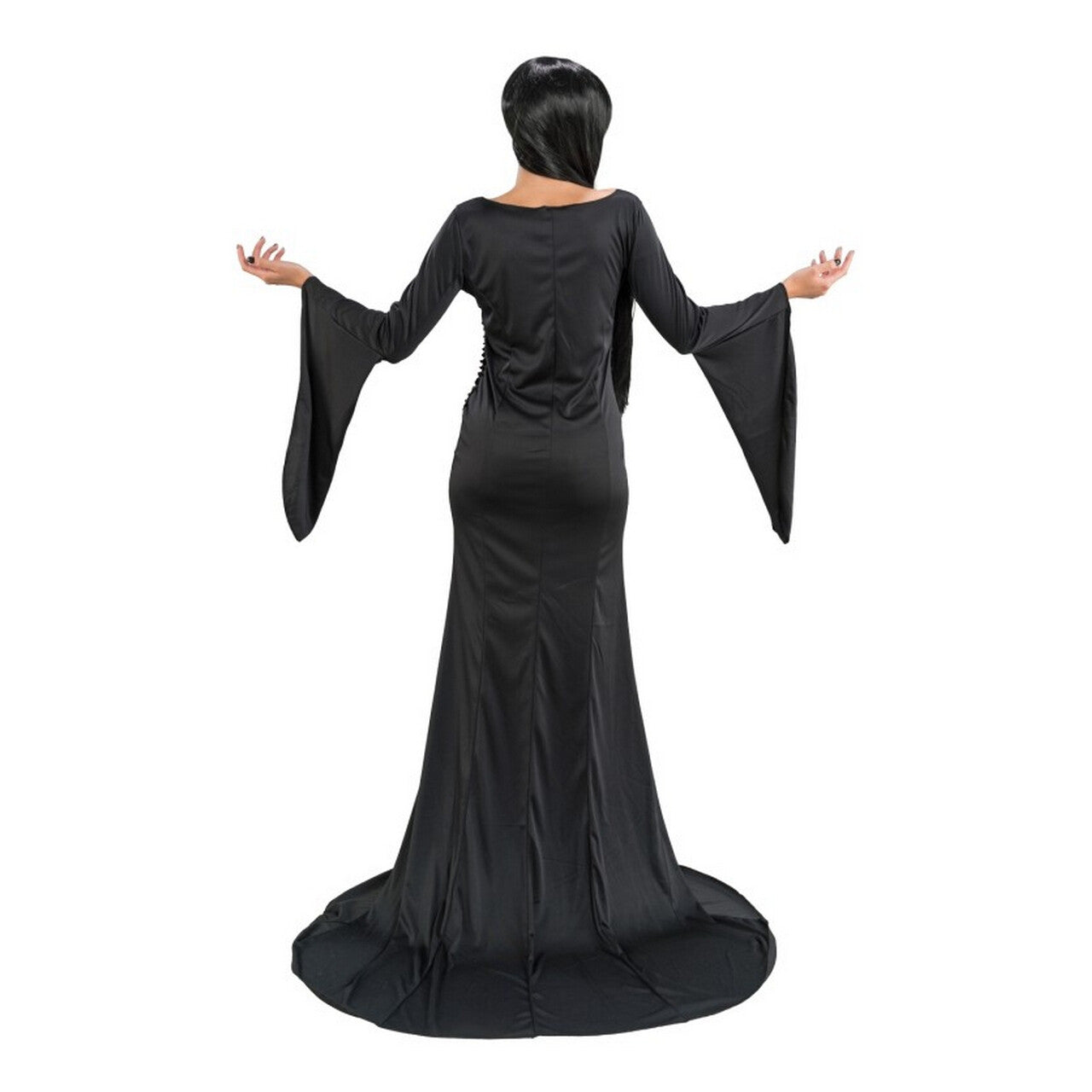 Op deze afbeelding zie je een Kostuums, van het merk Chaks. Morticia Adams Best Elegance Vrouw Kostuum
