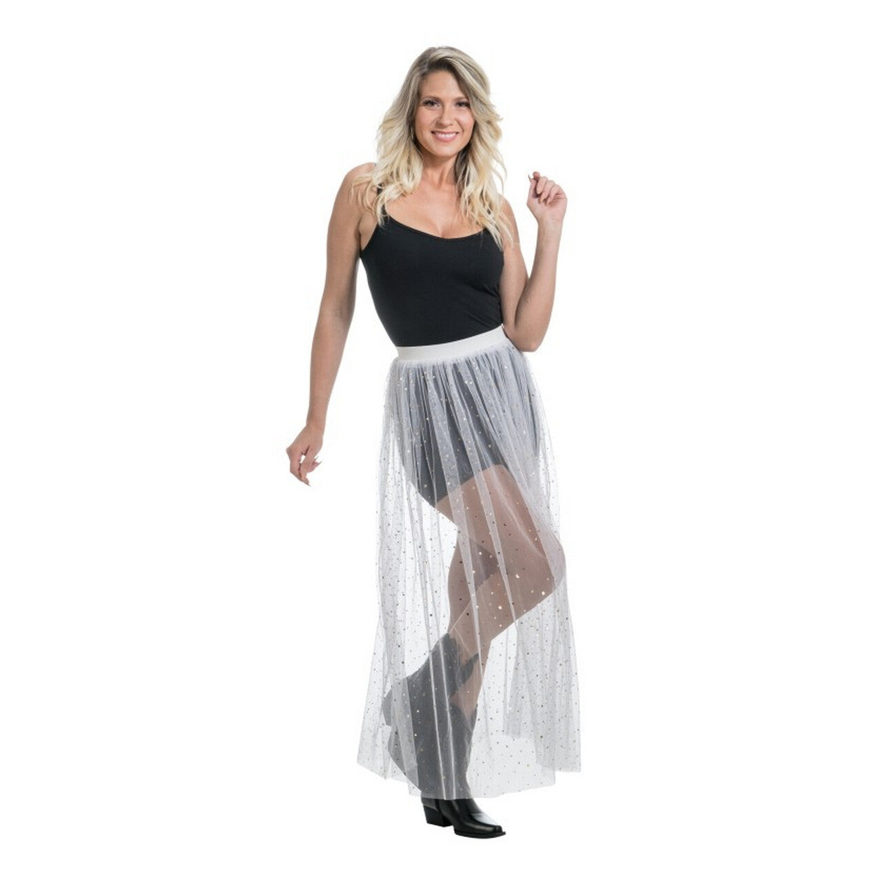 Op deze afbeelding zie je een Kostuums, van het merk Chaks. Witte Maxi Rok Summer Festival Vrouw Kostuum
