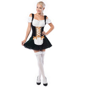 Op deze afbeelding zie je een Kostuums, van het merk Party Chimp. Groen Kort Sexy Dirndl Beate Bierschuim Vrouw Kostuum