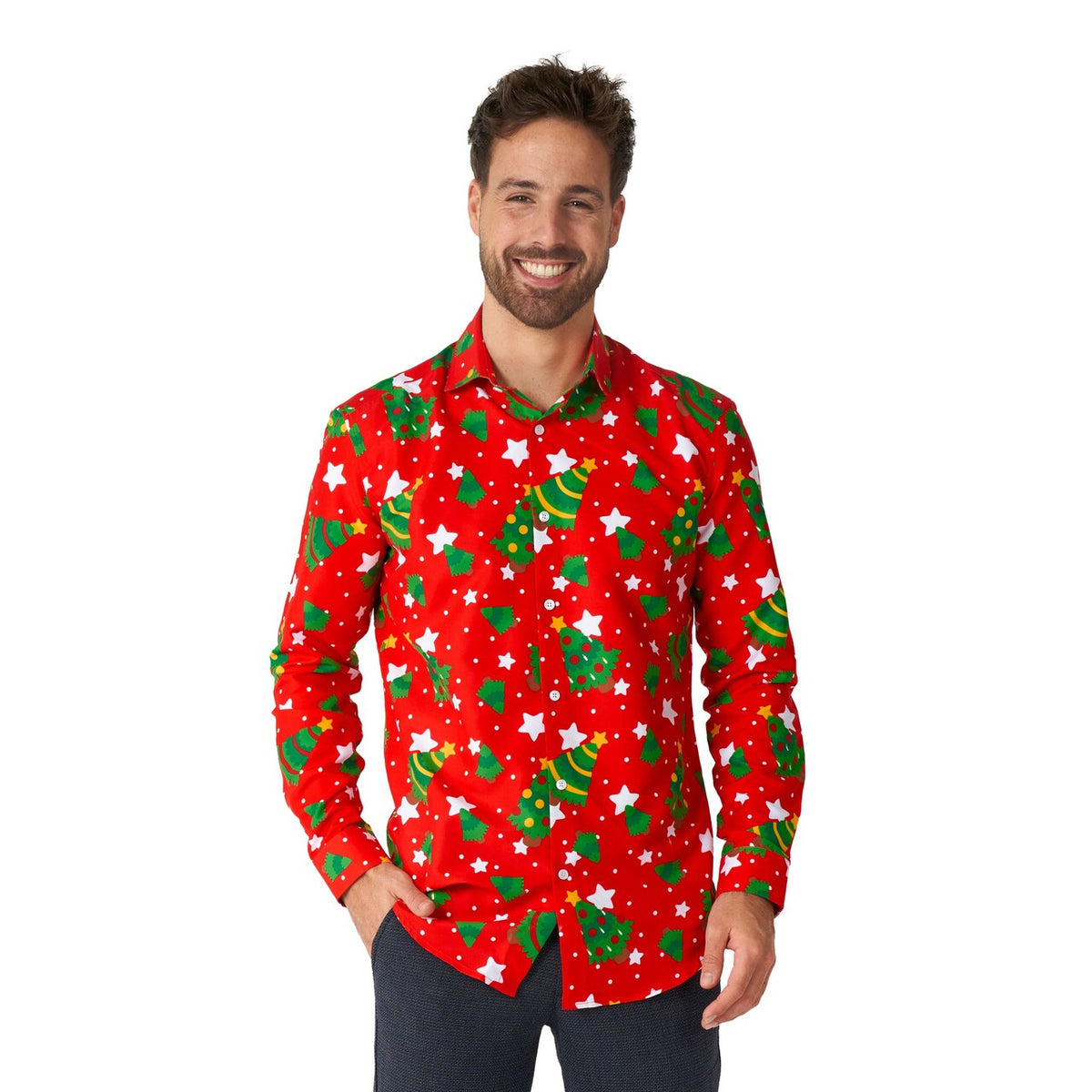 Op deze afbeelding zie je een Accessoires, van het merk Opposuits. Christmas Trees Stars Red