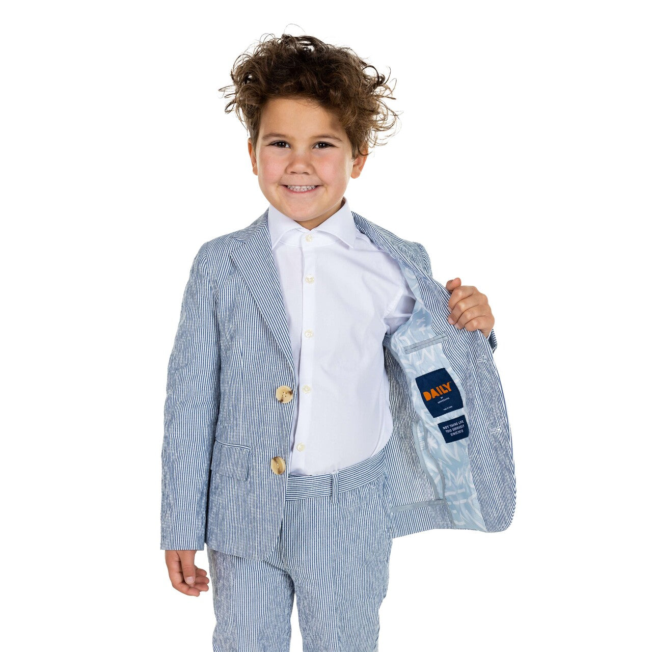 Op deze afbeelding zie je een Kostuums, van het merk Opposuits. Boys Daily Seer Sucker Jongen Kostuum
