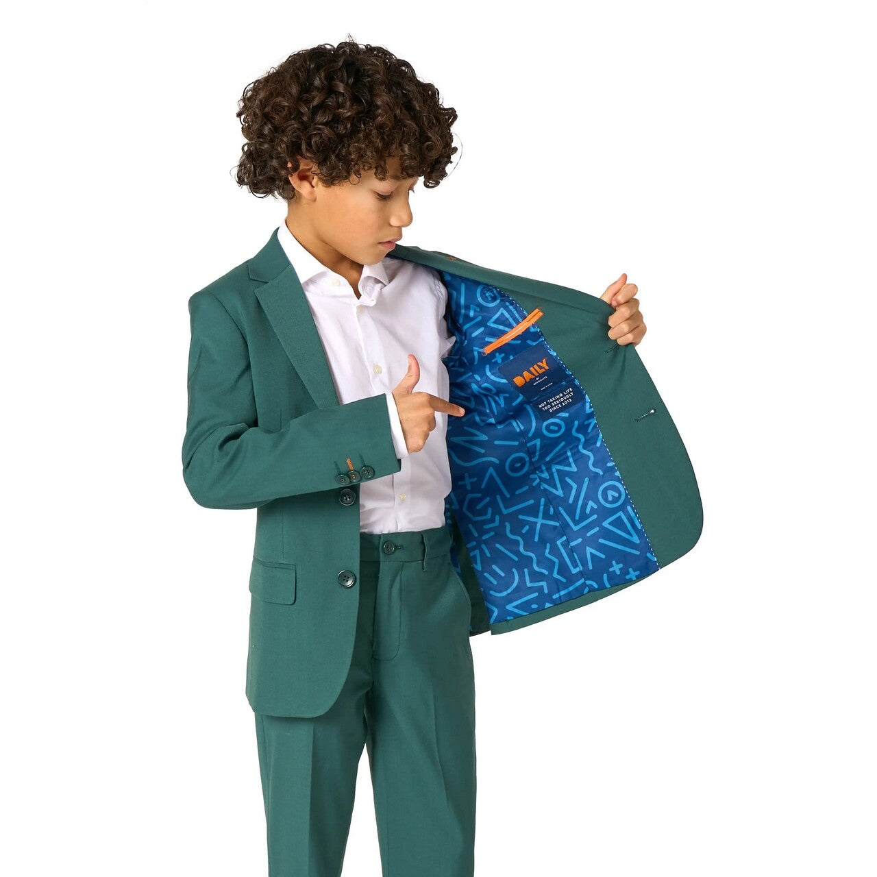 Op deze afbeelding zie je een Kostuums, van het merk Opposuits. Daily Posy Green Jongen Kostuum
