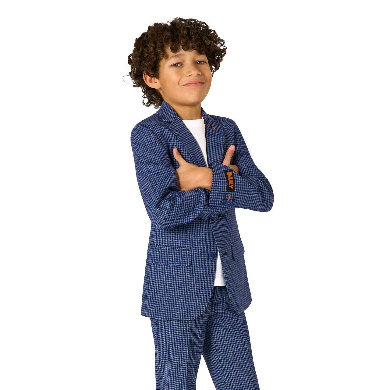 Op deze afbeelding zie je een Kostuums, van het merk Opposuits. Daily Checked Navy Jongen Kostuum