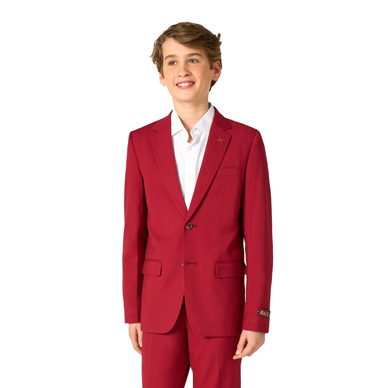 Op deze afbeelding zie je een Kostuums, van het merk Opposuits. Daily Bright Burgundy Tiener Jongen Kostuum