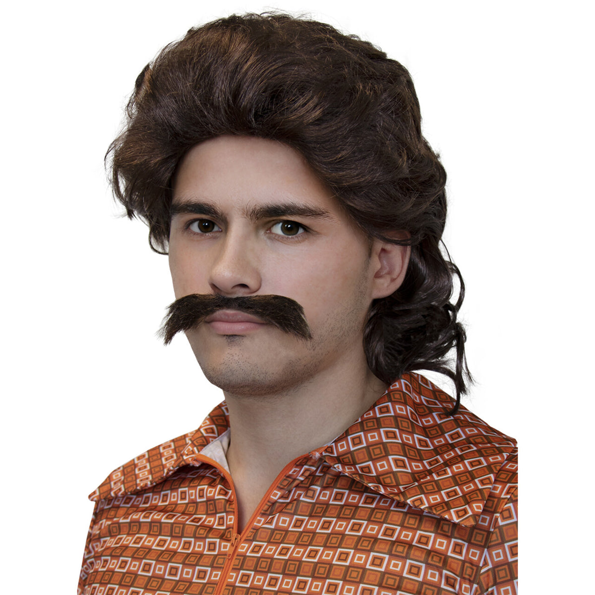 Op deze afbeelding zie je een Accessoires, van het merk Funidelia. 70S Funky Fella Pruik & Snor