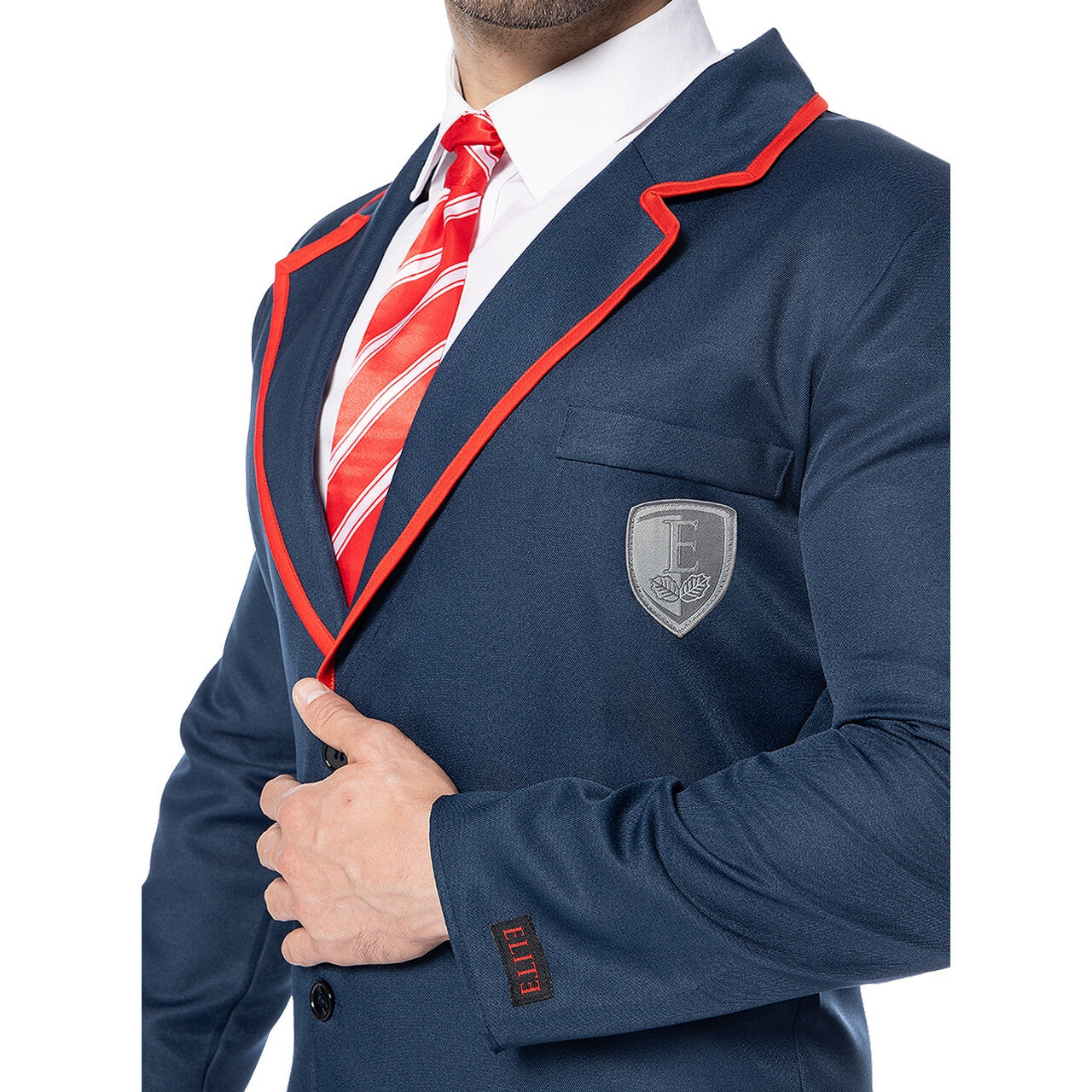 Op deze afbeelding zie je een Kostuums, van het merk Funidelia. Elite Highschool Student Man Kostuum