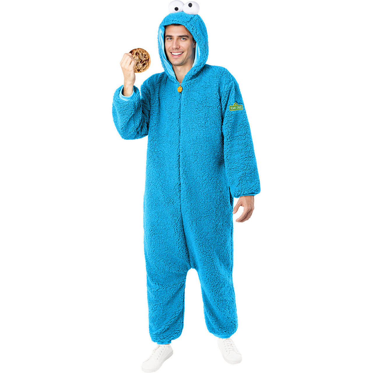 Op deze afbeelding zie je een Kostuums, van het merk Funidelia. Sesamstraat™ Koekiemonster™ Unisex Kostuum