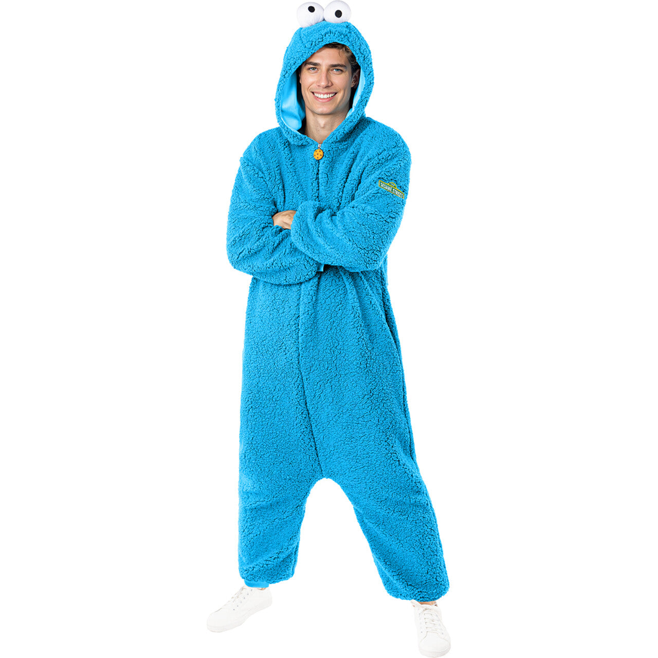 Op deze afbeelding zie je een Kostuums, van het merk Funidelia. Sesamstraat™ Koekiemonster™ Unisex Kostuum