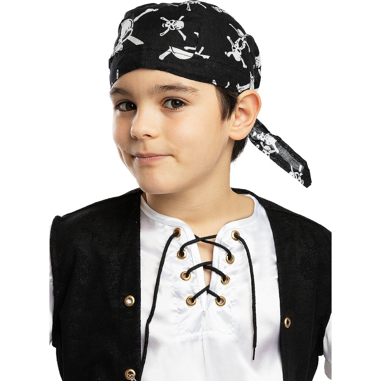 Op deze afbeelding zie je een Accessoires, van het merk Funidelia. Black Pirate Bandana Kind