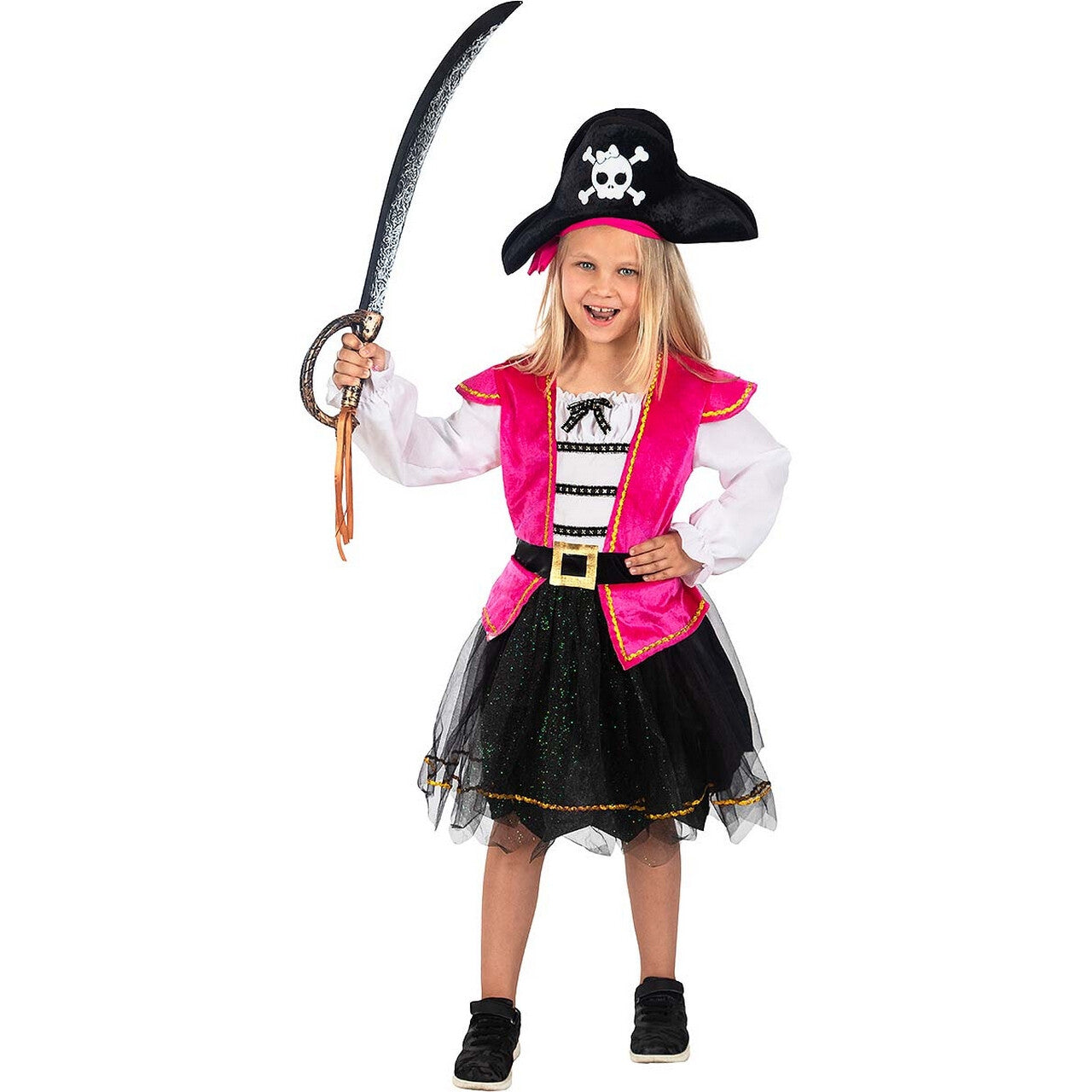 Op deze afbeelding zie je een Kostuums, van het merk Funidelia. Op Zoek Naar Diamanten Piraat Pink Meisje Kostuum