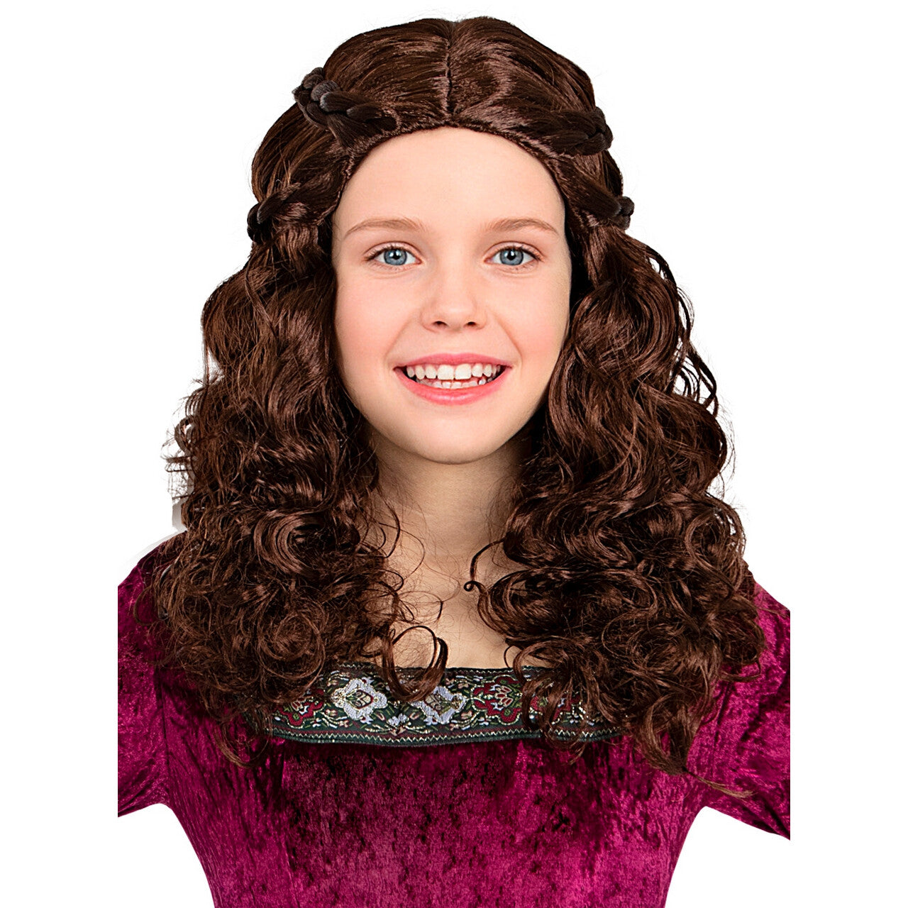 Op deze afbeelding zie je een Accessoires, van het merk Funidelia. Prinses Fiona Bruine Middeleeuwse Pruik Kind