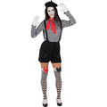 Schwarz-Weiß Gestreifter Pantomimen-Clown Kostüm für Damen