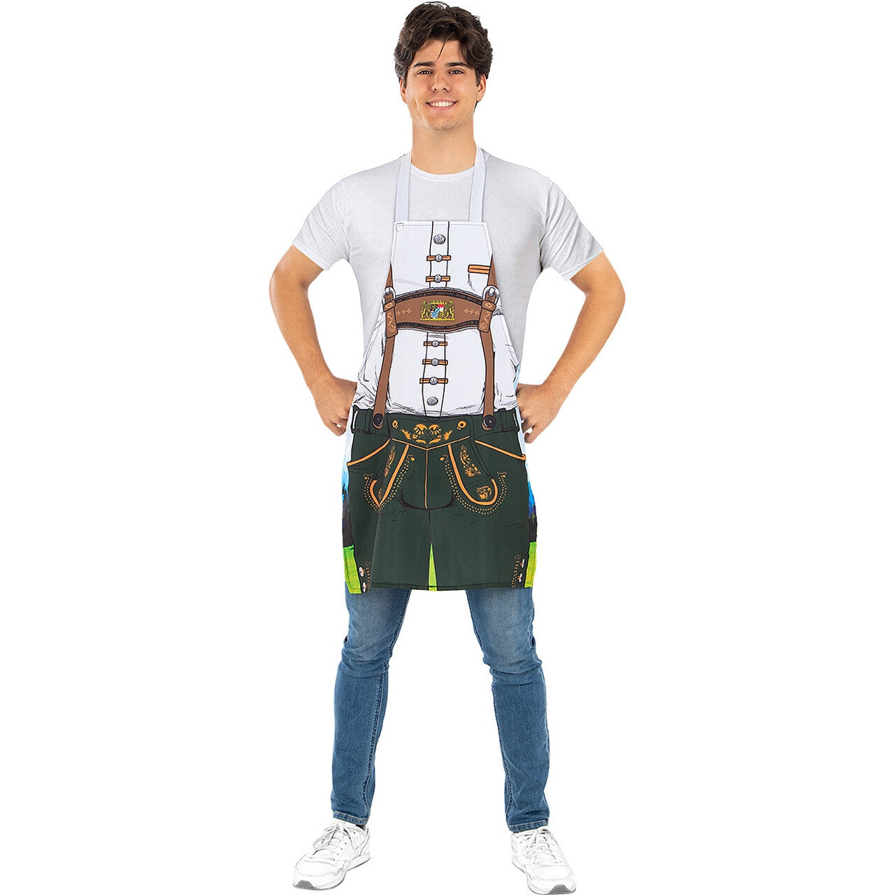 Op deze afbeelding zie je een Kostuums, van het merk Funidelia. Oktoberfest Horeca Schort Barman